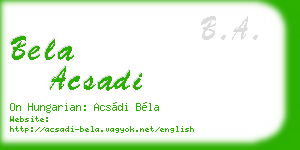 bela acsadi business card